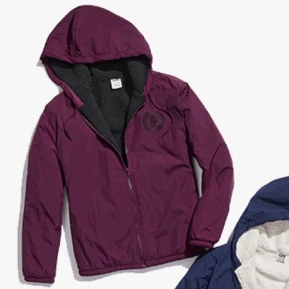 Victoria's Secret Sherpa Anorak Hoodie Jacket M/L Purple Lined - Picture 1 of 4